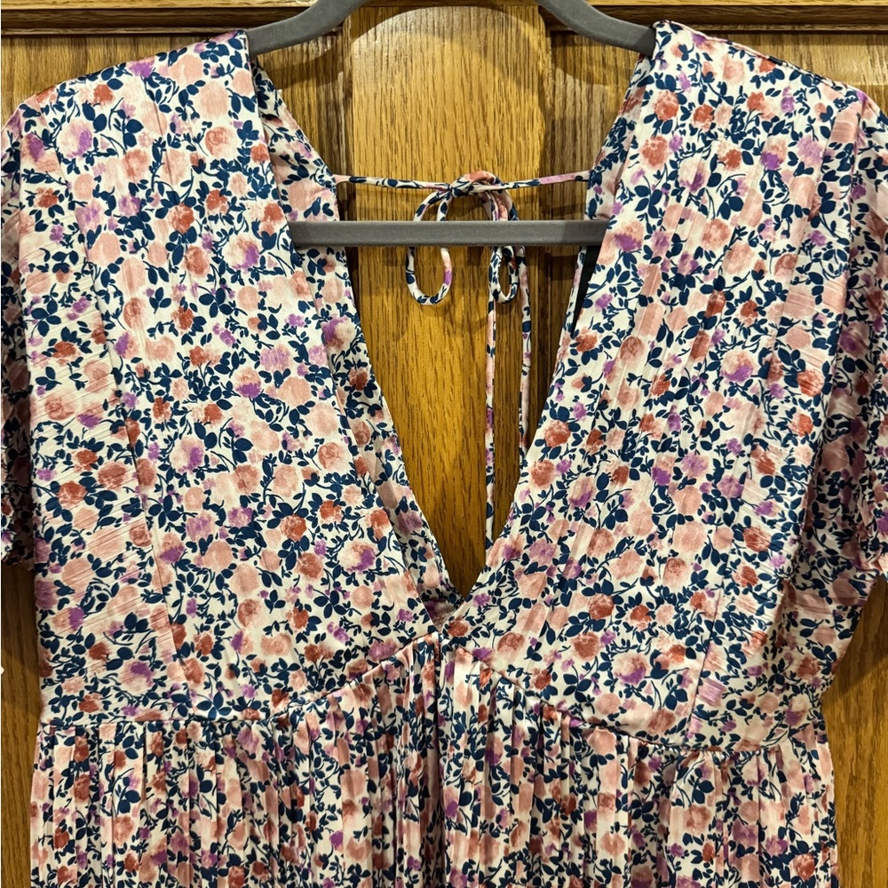 Lulu’s Express Yourself Blush Pink Floral Print Satin Babydoll Dress. Size Small - Picture 8 of 14